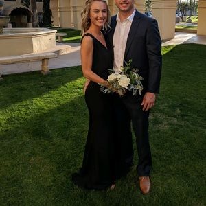 Black formal dress. V neck